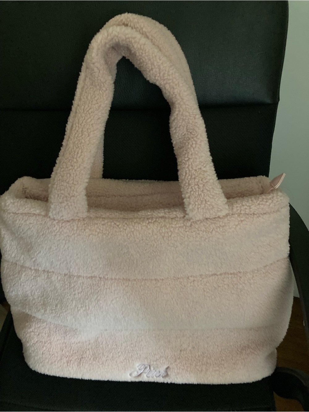 PINK Victoria's Secret Plush Sherpa Tote in Light Pink